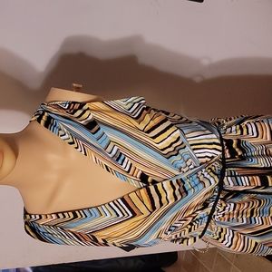 NWOT purple rain 🌂 dress with rope belt small muti print